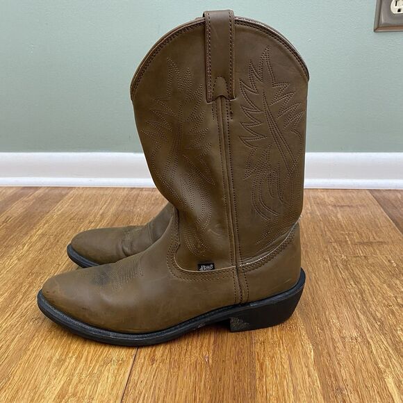 Justin Leather Ropers Boots Brown Cowboy Western Ranch Pull On Mens 11D - Picture 2 of 15